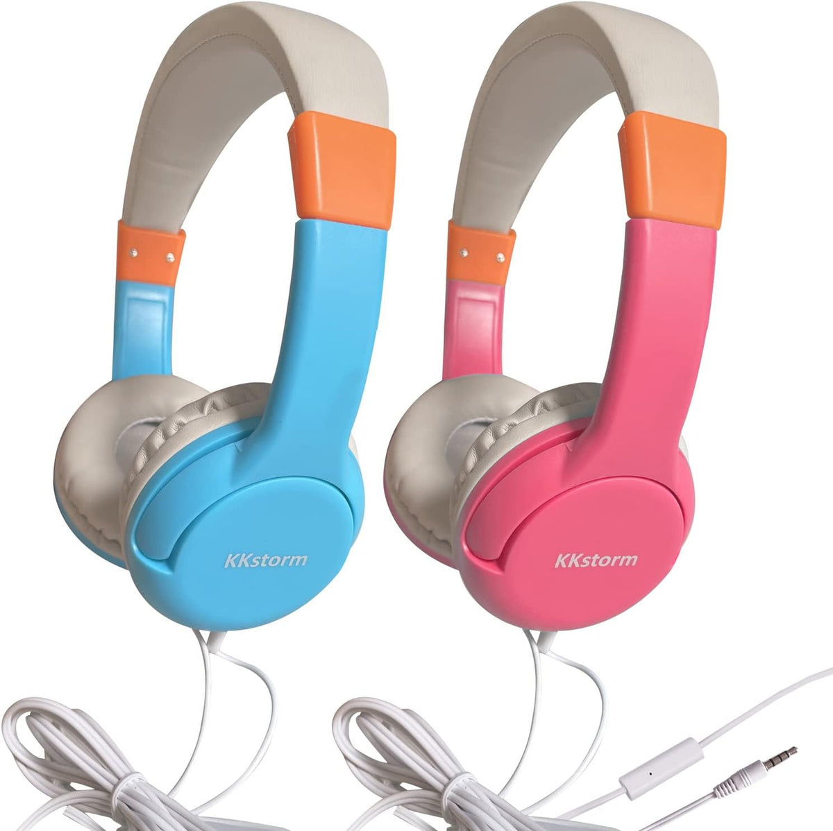 Blue Pink Wired Headphones with Microphone P249756