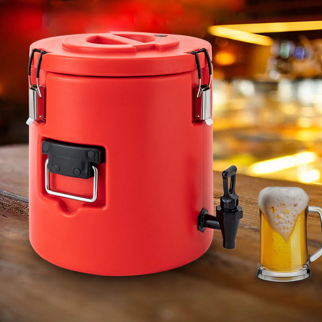 15L Round Stainless Steel Insulated Beverage Dispenser with Lid Q460706