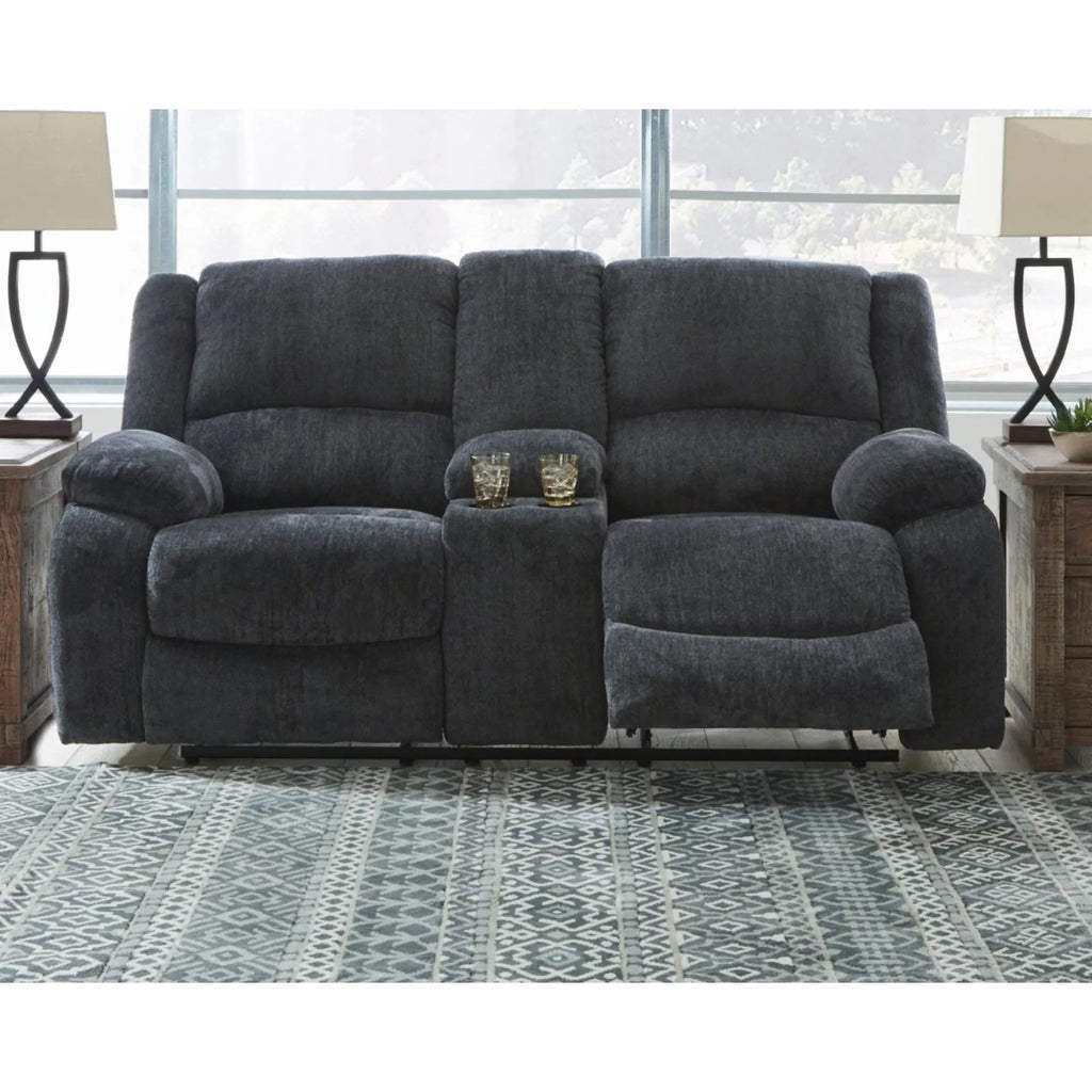 Slate Reclining Loveseat with Console T463