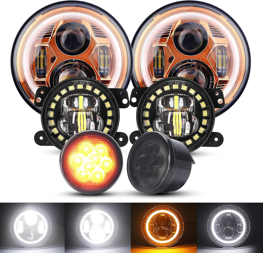 7'' LED Headlights, 4'' LED Fog Lights, Yellow LED Turn Signal Light H928305