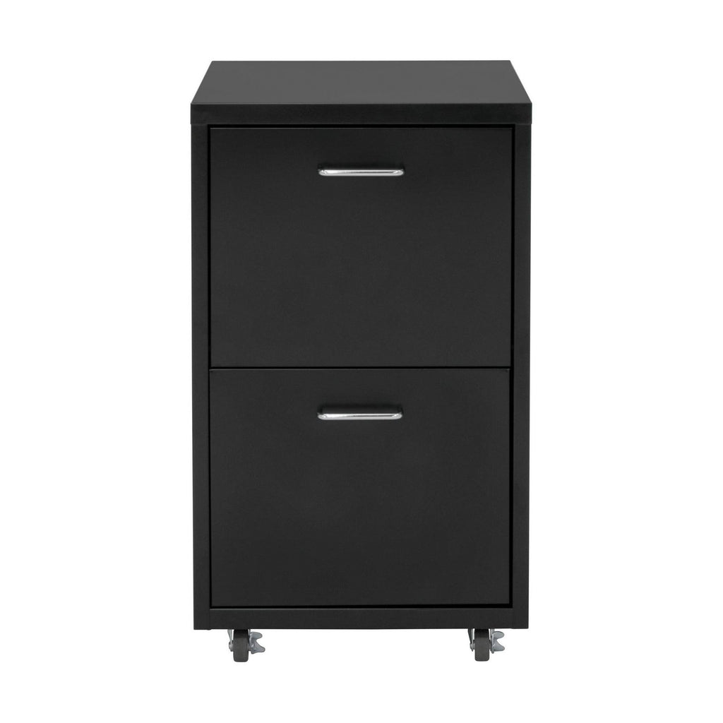 Black Metal 2-Drawer Mobile File Cabinet Y38179