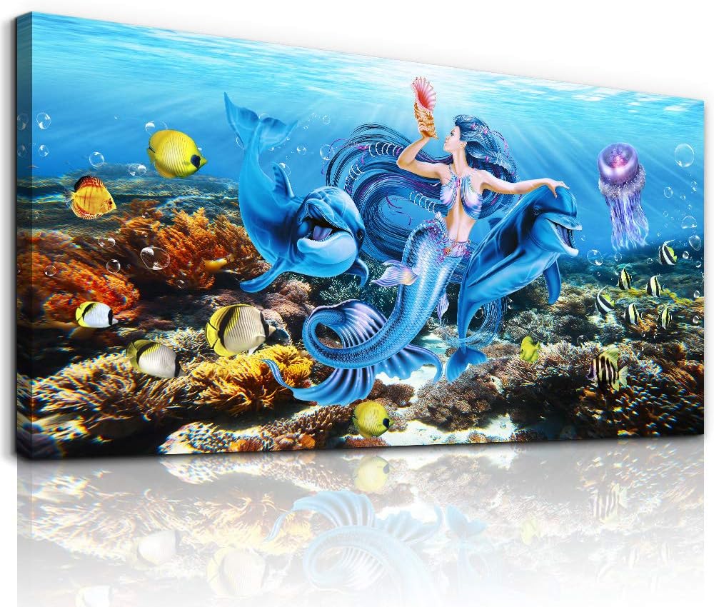 Blue Ocean Mermaid Canvas Wall Art E18133
