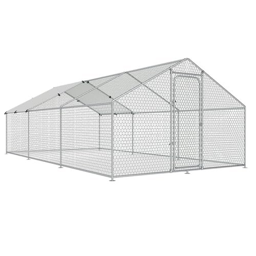 Large Metal Chicken Coop with Waterproof Cover M6942