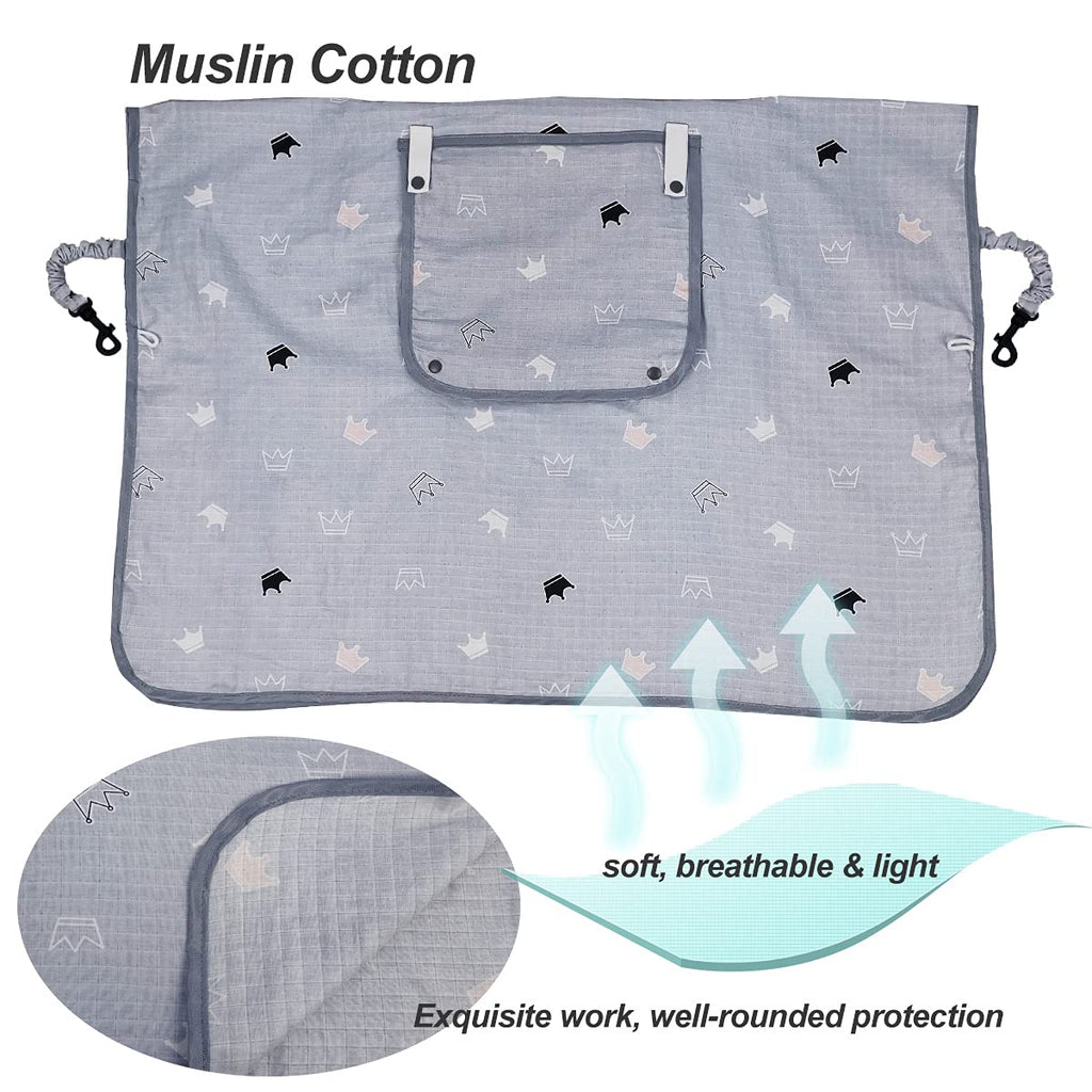 Grey Muslin Car Seat Canopy with Window R295