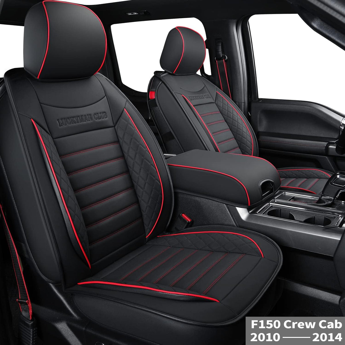 F150 Crew Cab Faux Leather Seat Covers (Black & Blue) F3715