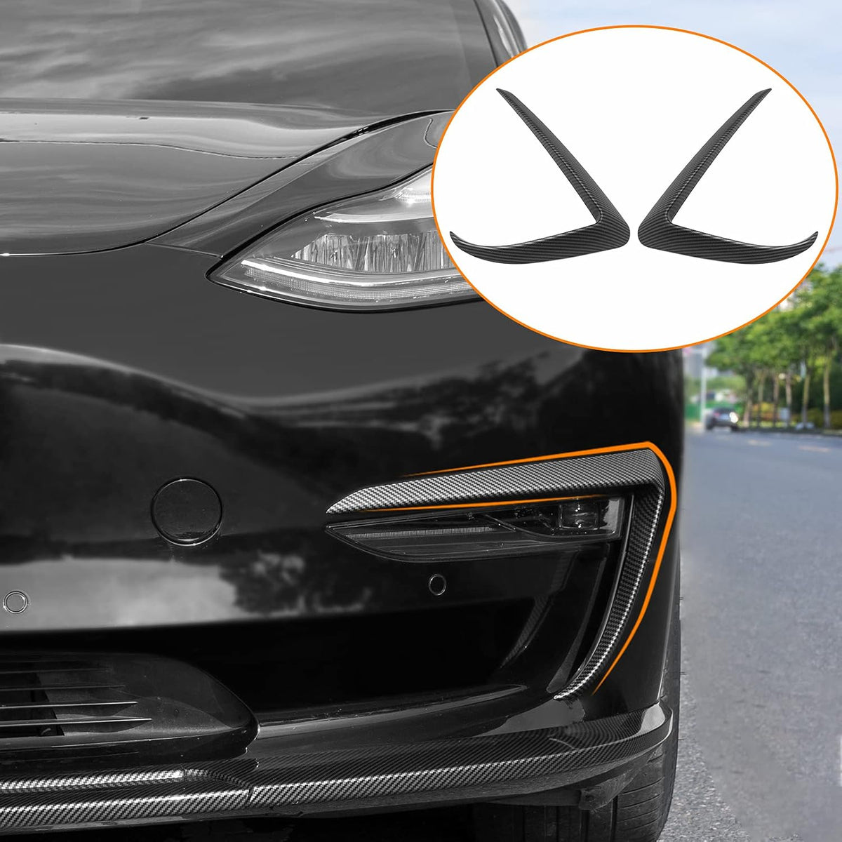 Glossy Carbon Fiber Pattern Fog Light Trim Cover Pack of 2 W94844