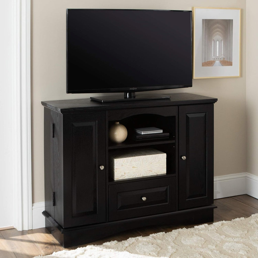44 Inch Traditional Brown Wood TV Stand with Storage Cabinets J3456