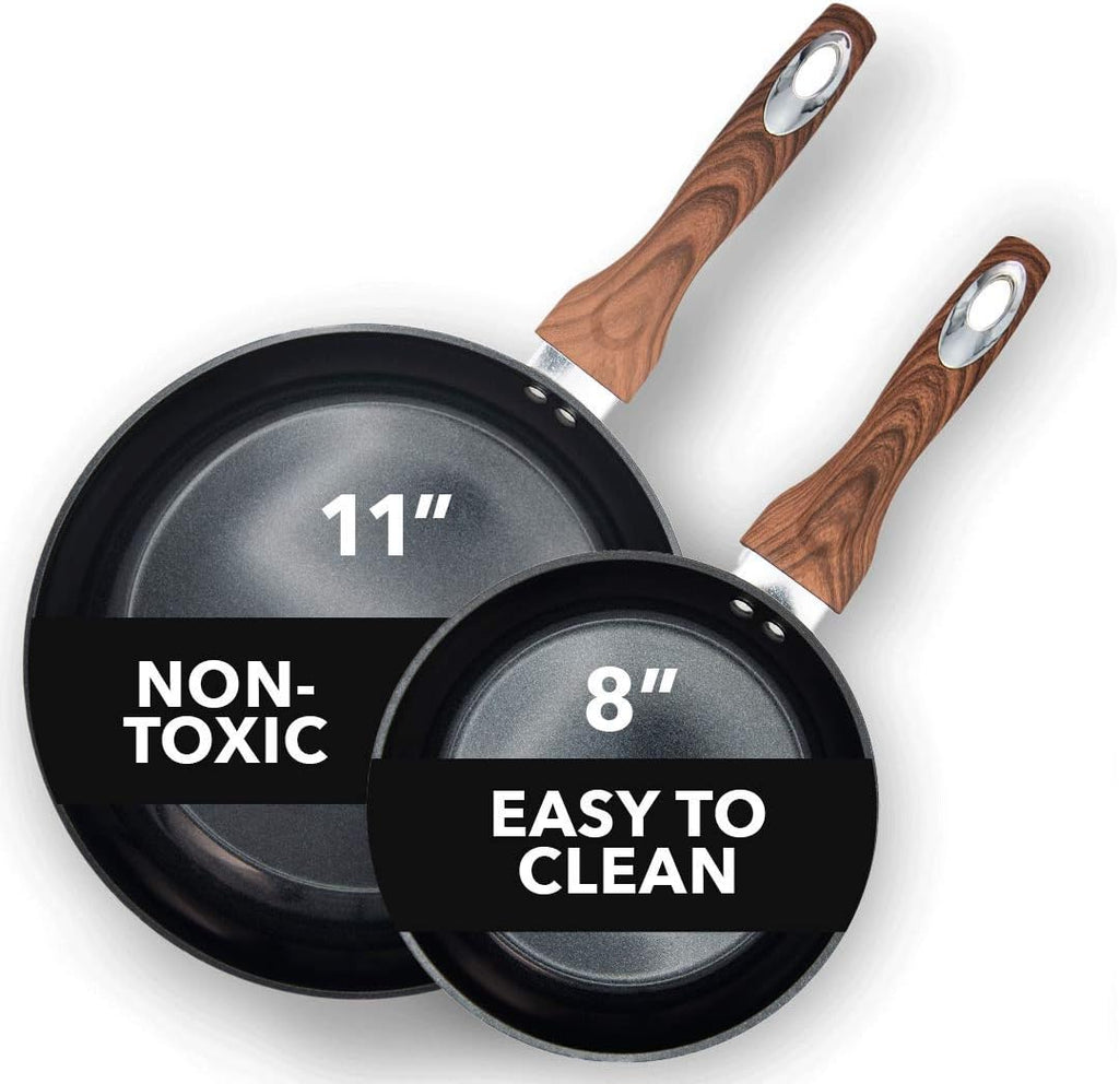 8 & 11 Inch Nonstick Ceramic Frying Pan Set, 2 Piece, Yellow L857959