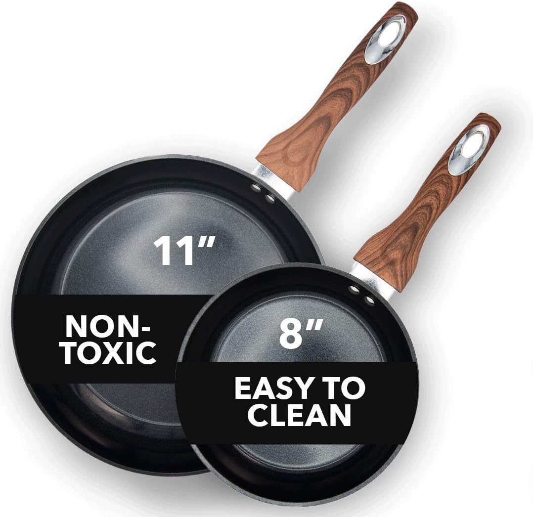 8 & 11 Inch Nonstick Ceramic Frying Pan Set, 2 Piece, Yellow L857959