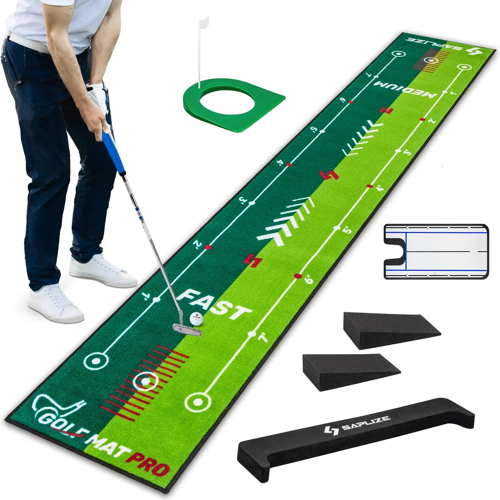 Two-Speed Golf Putting Practice Mat with Alignment Mirror U231950