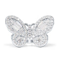 Cluster Butterfly Ring Baguette Cubic Zirconia White Tone 925 Sterling Silver C944622