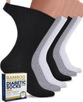 Ribbed Knit Bamboo Viscose Diabetic Crew Socks 6 Pairs K749