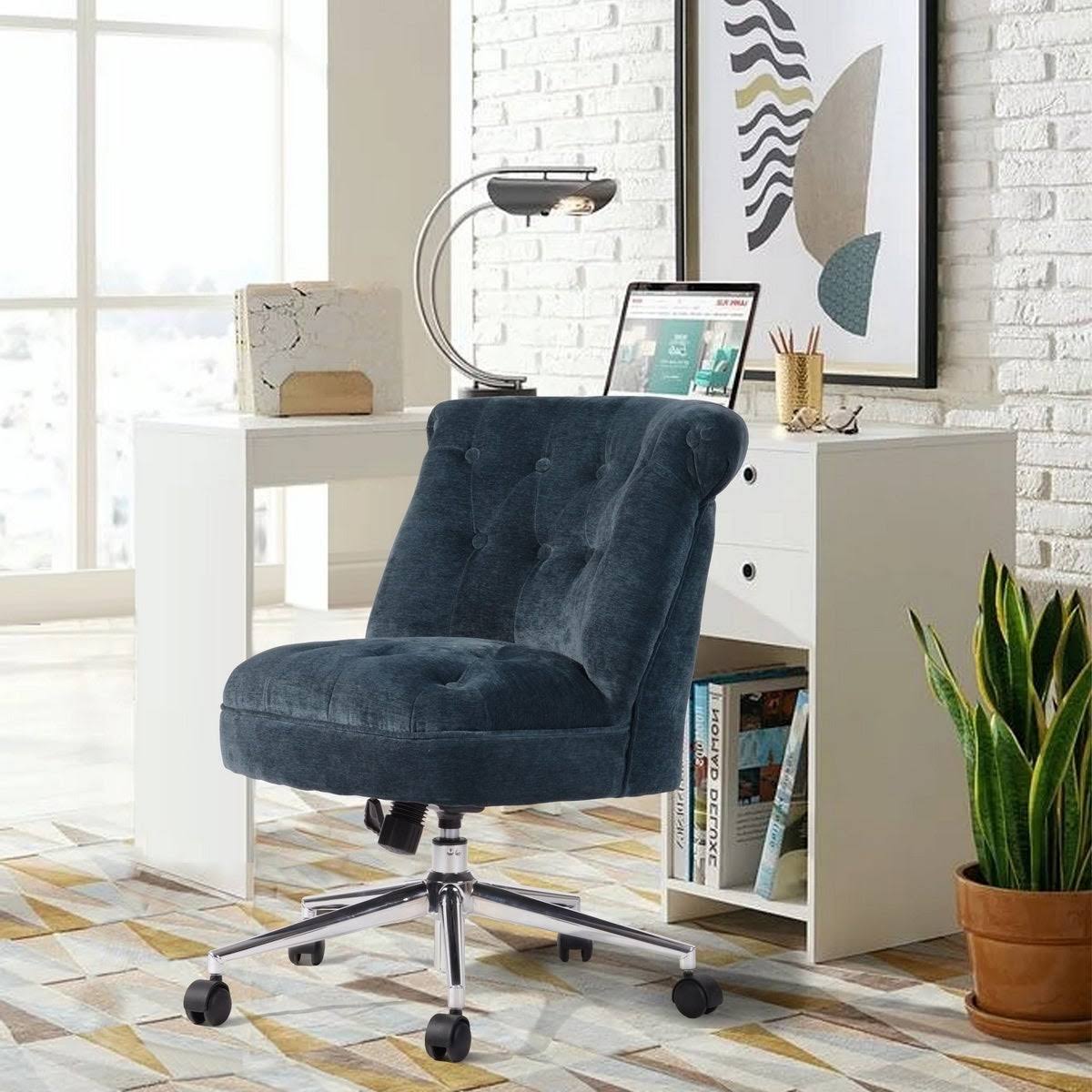Blue Velvet Upholstered Task Chair L72752