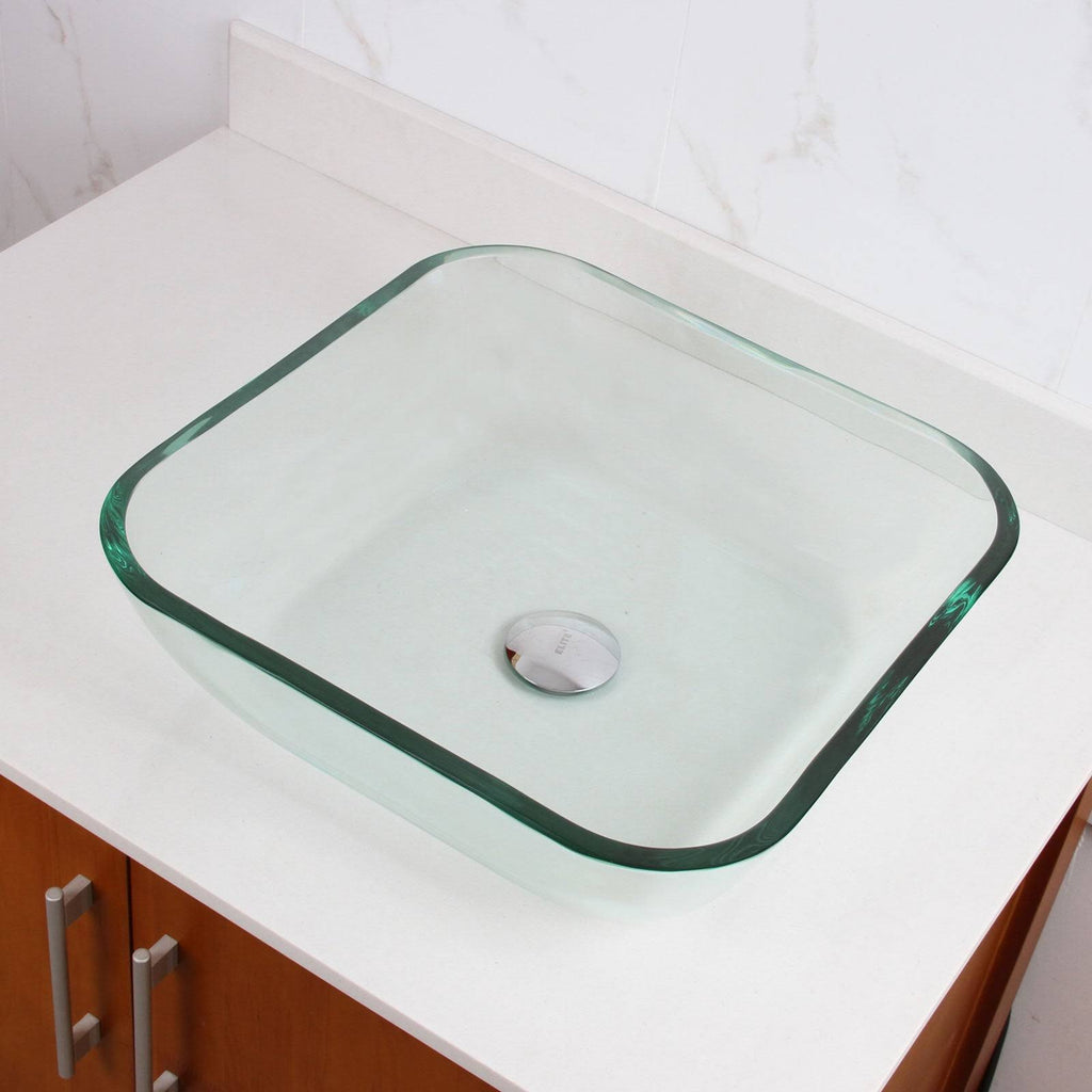 Transparent Square Tempered Glass Vessel Sink O6190
