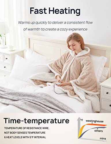 Light Grey 50 x 60 Inch Wearable Heated Throw Blanket E612