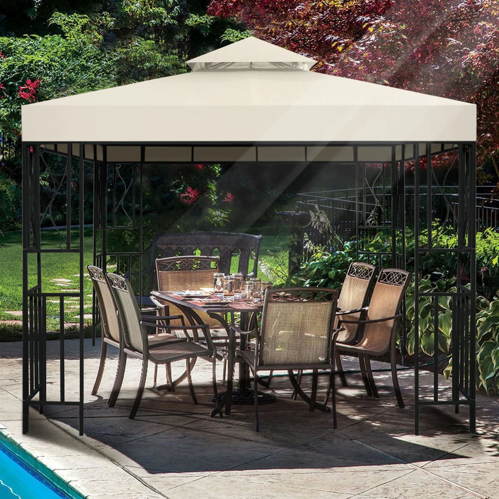 10 x 10 Feet Gazebo Canopy Top Replacement Cover with Plain Edge Polyester Z259762