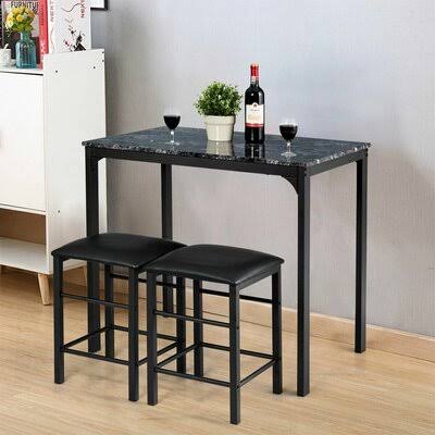 3 - Piece Dining Set Table Top Color: Black W56064