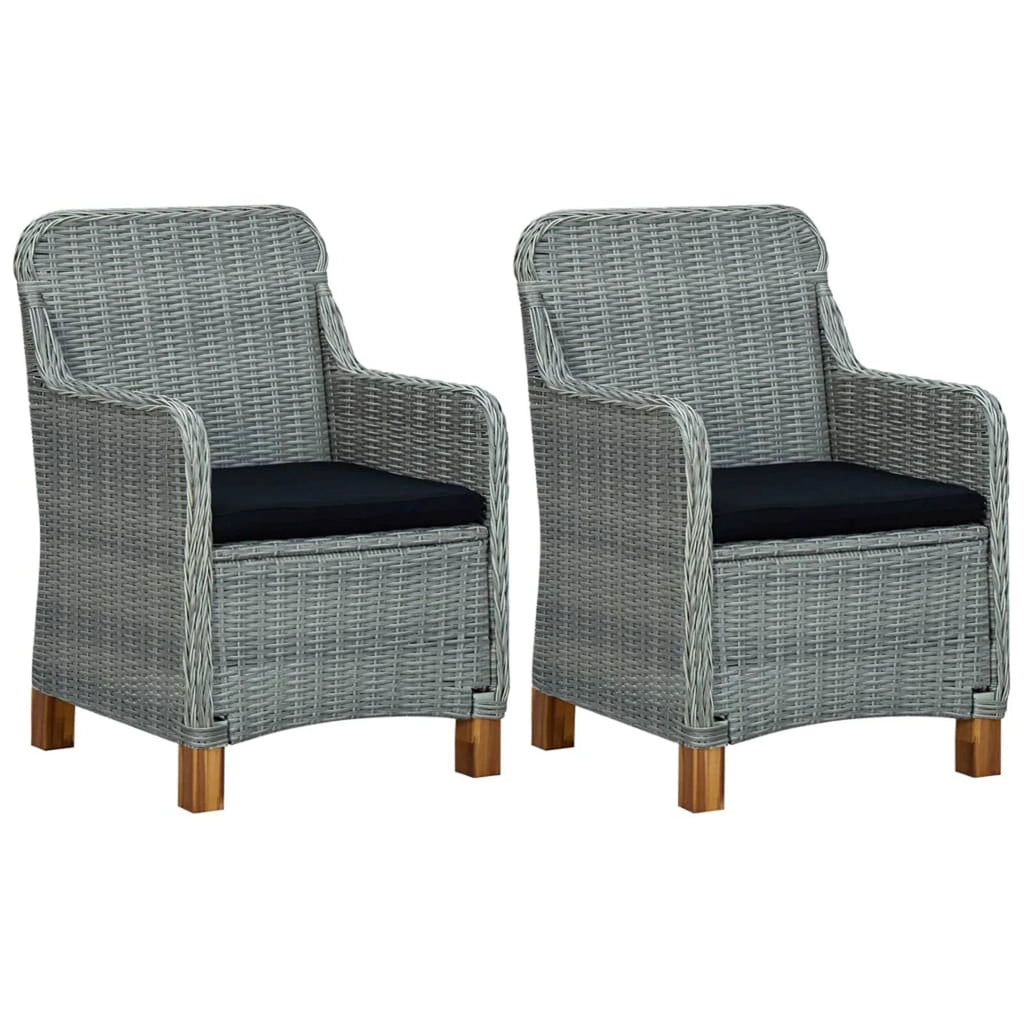 Light Gray Poly Rattan Garden Chairs with Cushions 2 pcs S935813