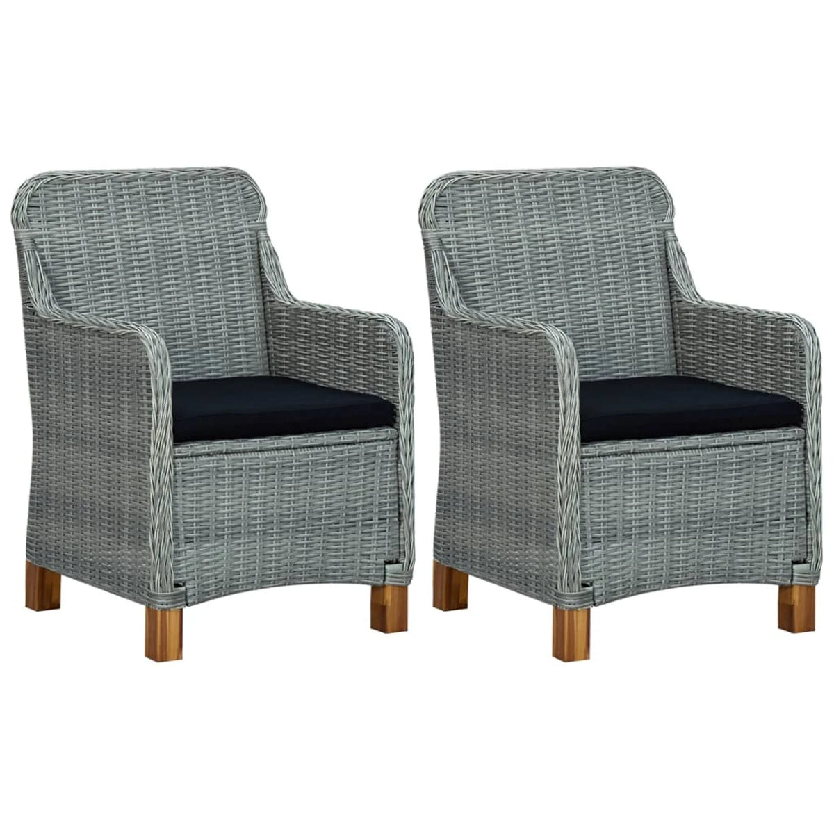 Light Gray Poly Rattan Garden Chairs with Cushions 2 pcs S935813