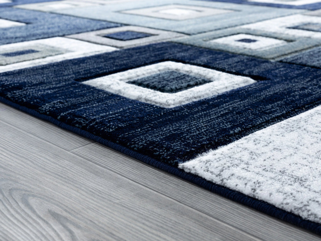 Navy Modern Geometric Accent Rug M375604