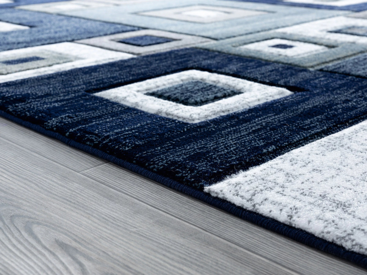 Navy Modern Geometric Accent Rug M375604