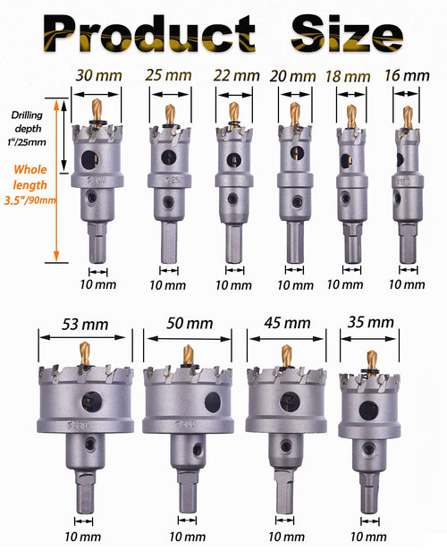 10 Pcs Tungsten Carbide Tipped Hole Saw Kit U675765