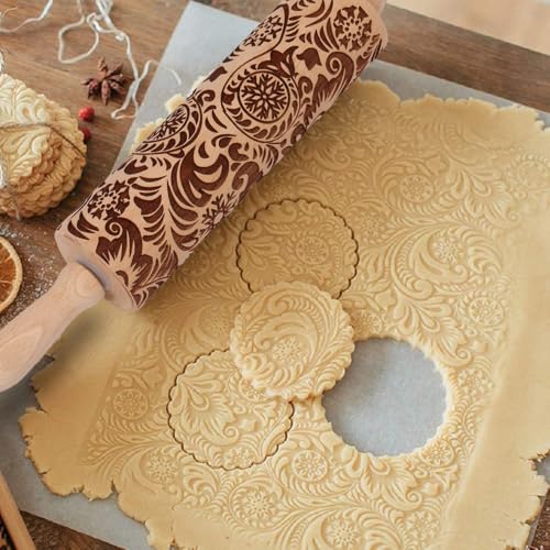 Embossed Wooden Rolling Pin A75875