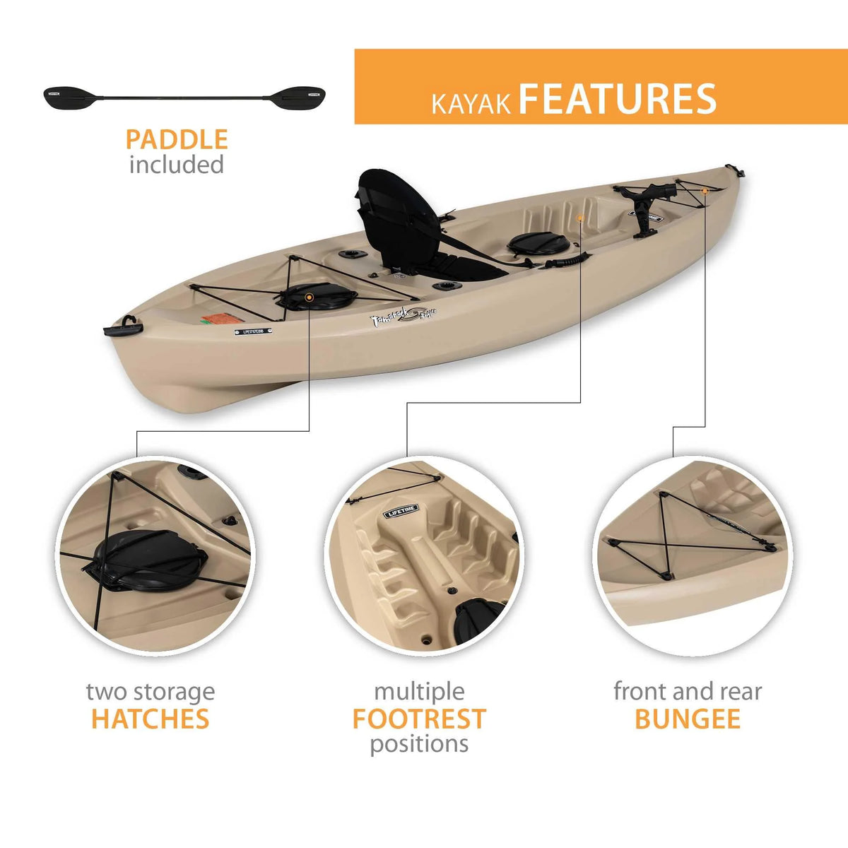 2 Pack Tan Fishing Kayak with Paddles F930860