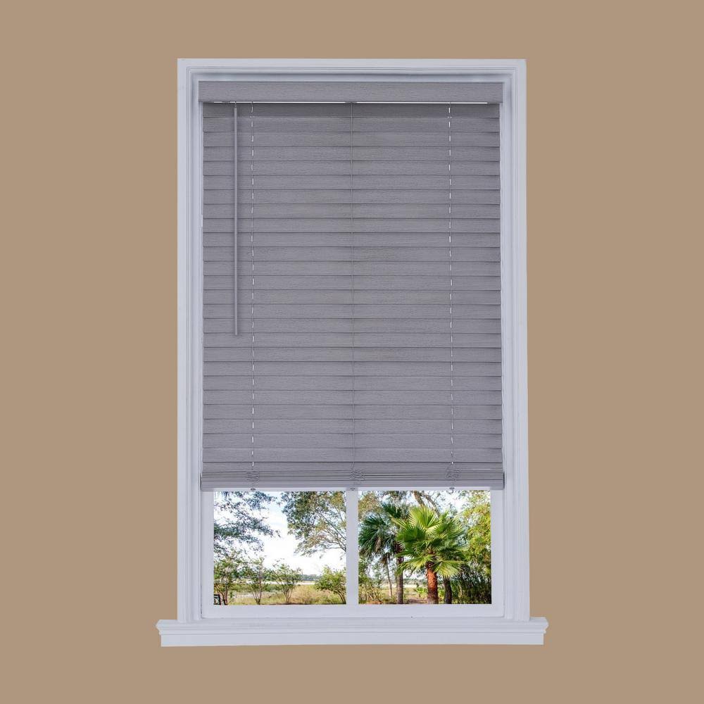 Gray Faux Wood Cordless Room Darkening Horizontal Blinds I252491