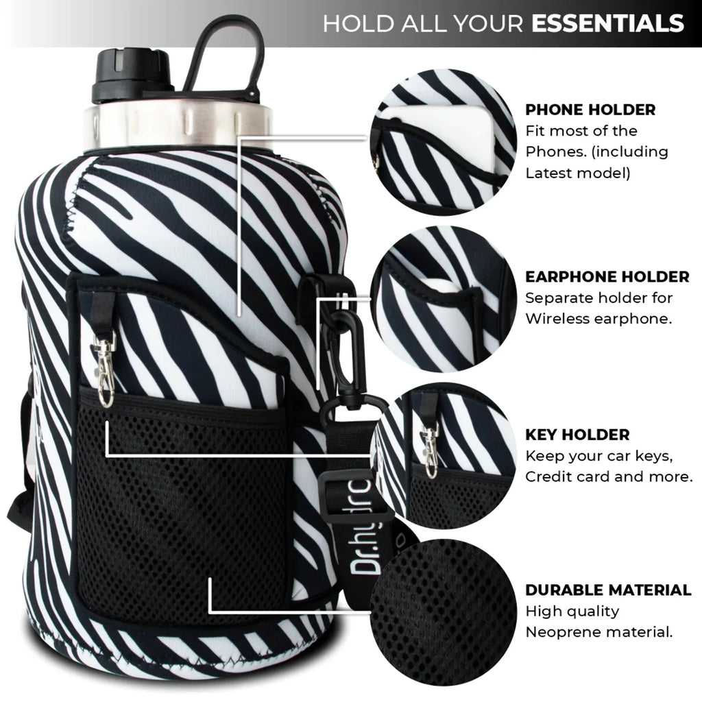 Black Lady Bug Gallon Water Bottle with Straw N864