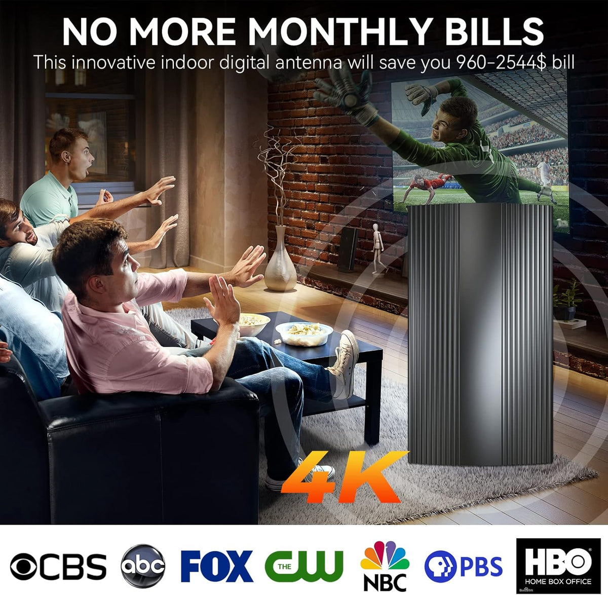 HD TV Antenna with Amplifier Signal Booster, 33ft Coaxial Cable S6514