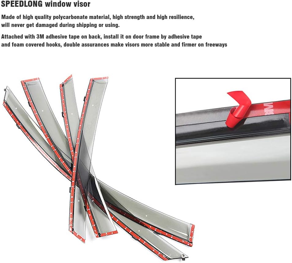 Car Window Visor Vent Shade Deflector Sun Rain Guards T67634