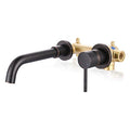 Black and Gold Single Handle Swivel Spout Bathroom Faucet with Rough-in Valve C1918