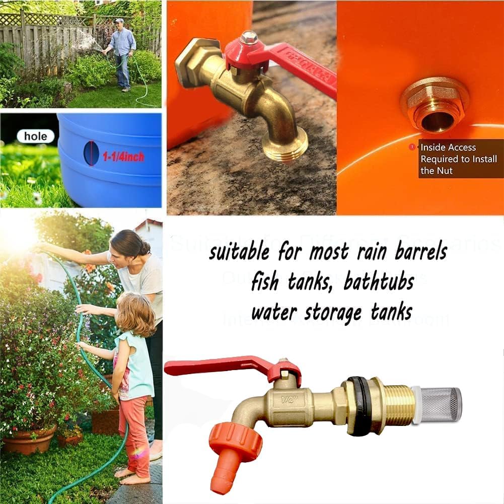 Brass Rain Barrel Spigot with Bulkhead Fitting Set A585