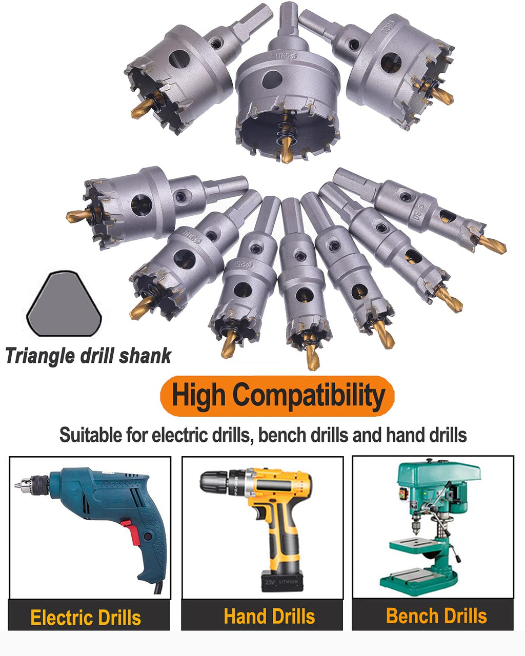 10 Pcs Tungsten Carbide Tipped Hole Saw Kit U675765