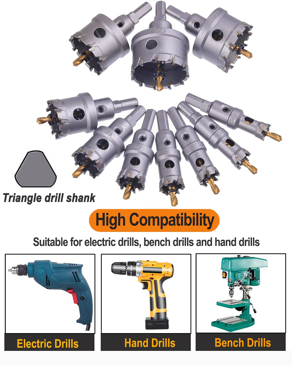 10 Pcs Tungsten Carbide Tipped Hole Saw Kit U675765