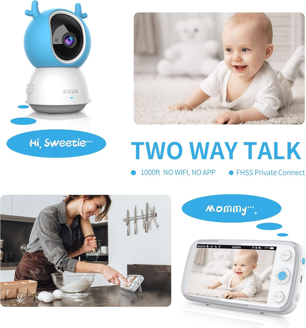 Baby Monitor with Camera and Audio, 720P HD Display, Night Vision, 2-Way Audio Q3992