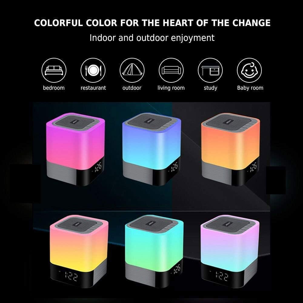 5 in 1 Bedside Lamp with Bluetooth Speaker, Digital Calendar Alarm Clock, Touch Control, Music Player X14318