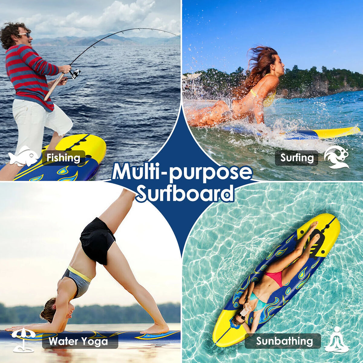 6' Foamie Body Surfing Board with 3 Fins & Leash Q631912