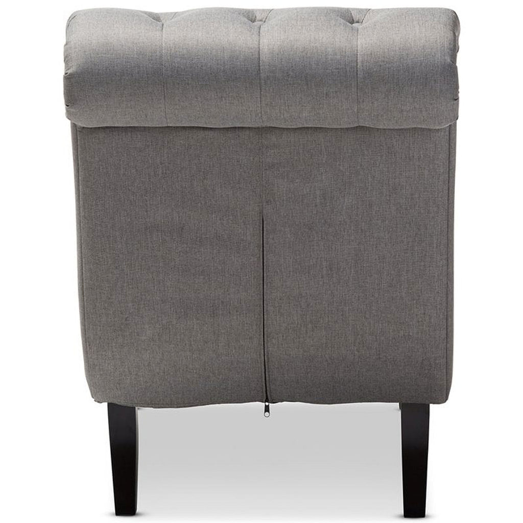 Tufted Chaise Lounge in Gray and Black P38380