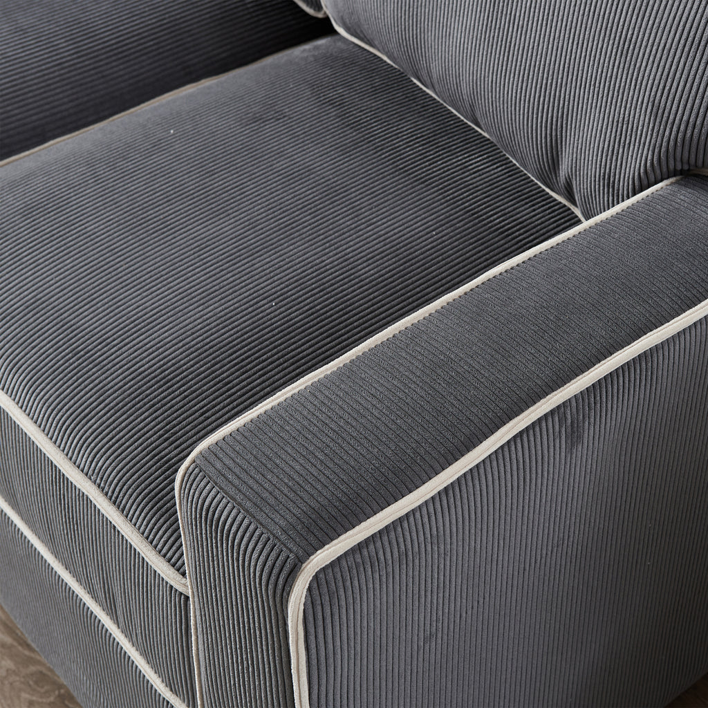 Dark Grey Corduroy Sofa Loveseat with Storage S7141