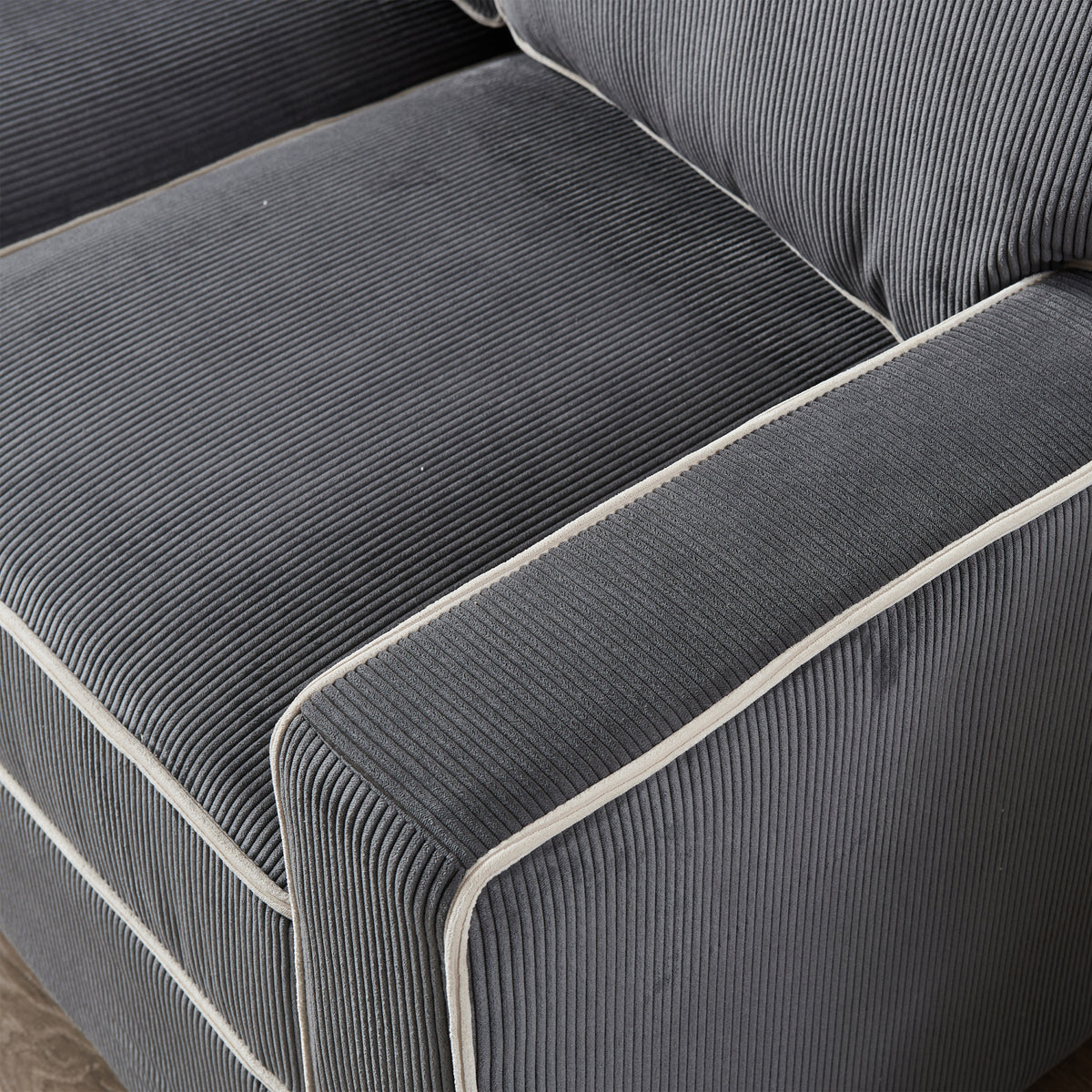 Dark Grey Corduroy Sofa Loveseat with Storage S7141