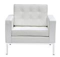White Leather Upholstered Arm Lounge Chair J18956