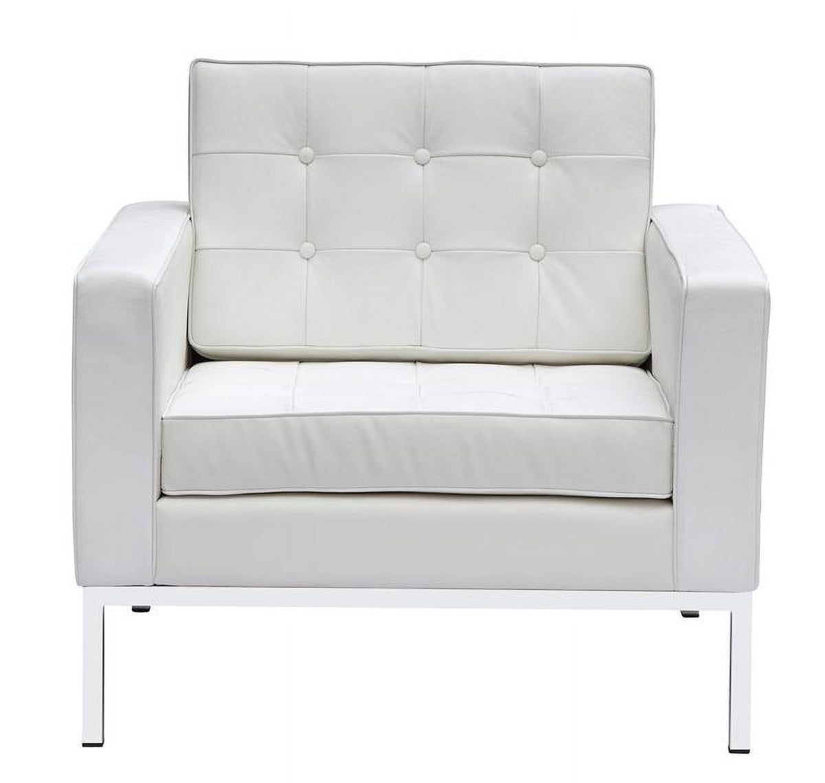 White Leather Upholstered Arm Lounge Chair J18956
