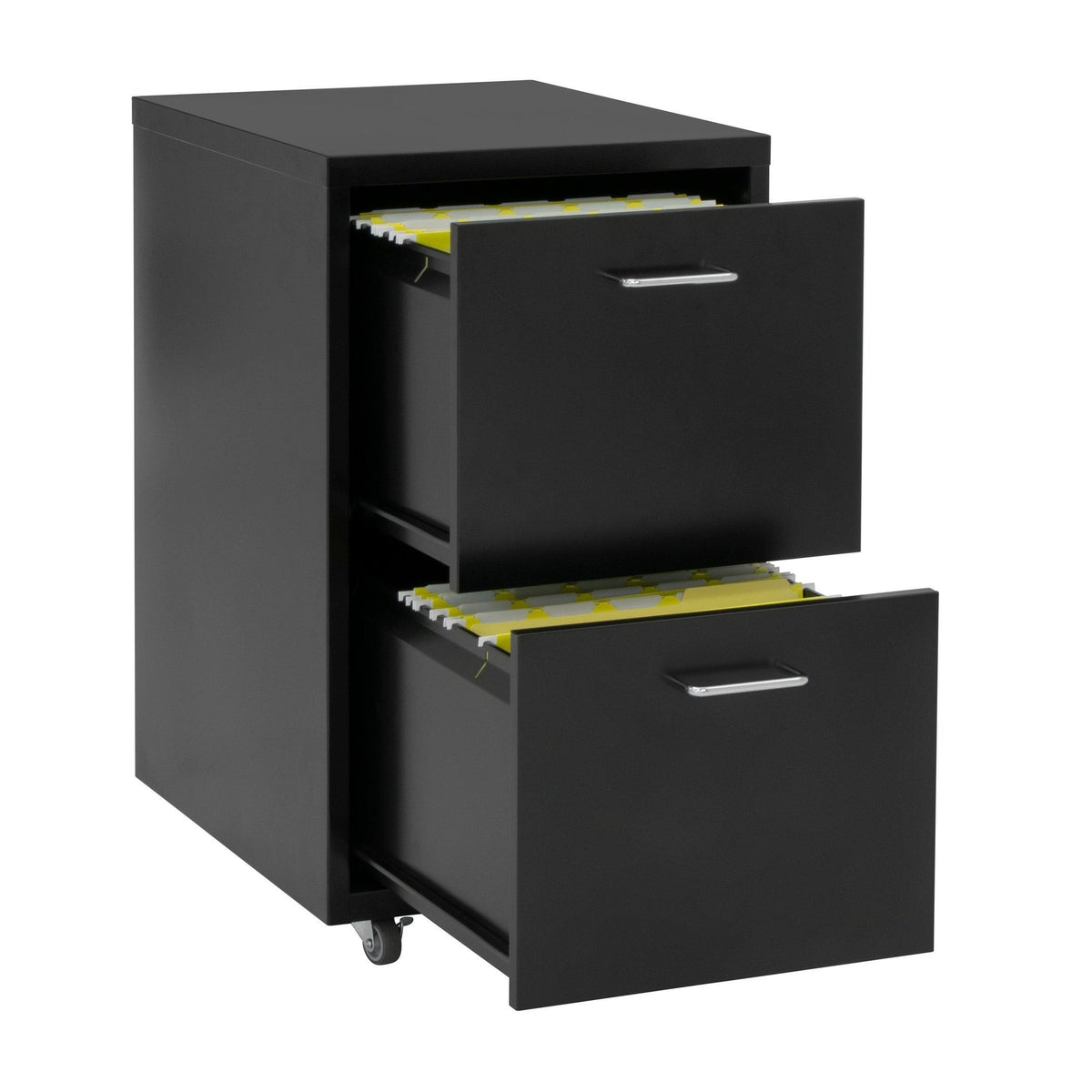 Black Metal 2-Drawer Mobile File Cabinet Y38179