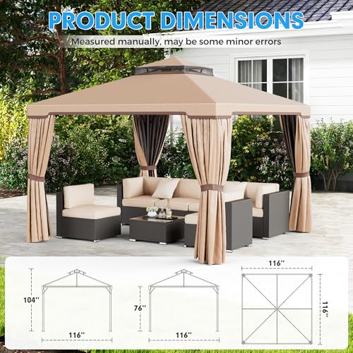 10 x 10 FT Outdoor Gazebo with Vented Soft Canopy and Mosquito Netting H188173