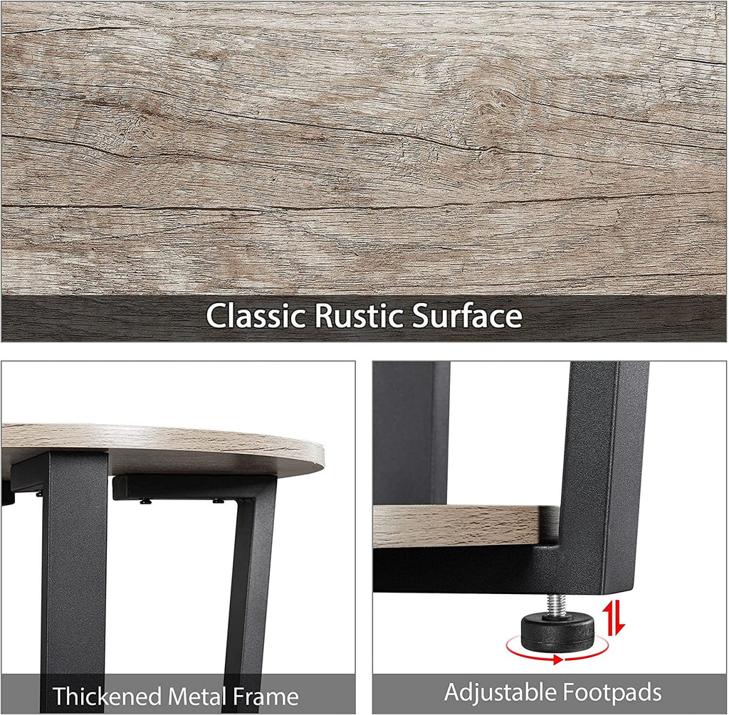 2-Tier Round End Tables Set of 2 with Metal Legs Gray M416