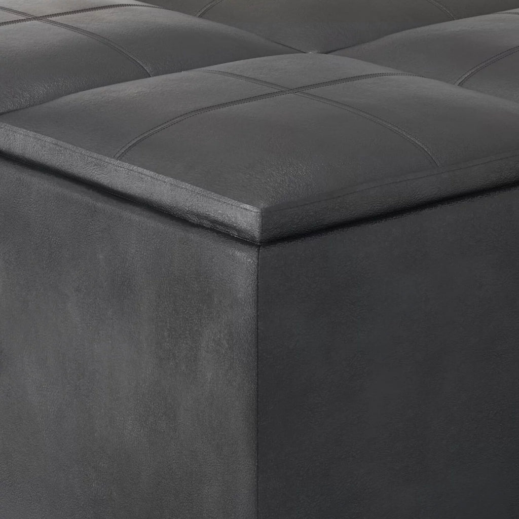 35 inch Square Storage Ottoman Faux Leather R412