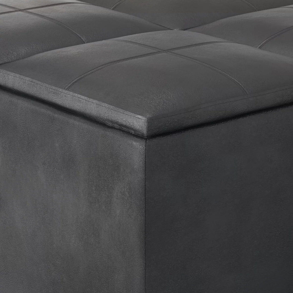 35 inch Square Storage Ottoman Faux Leather R412