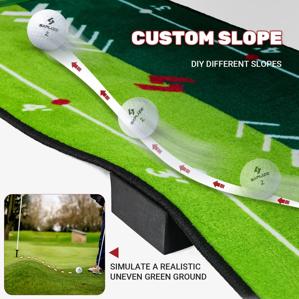 Two-Speed Golf Putting Practice Mat with Alignment Mirror U231950